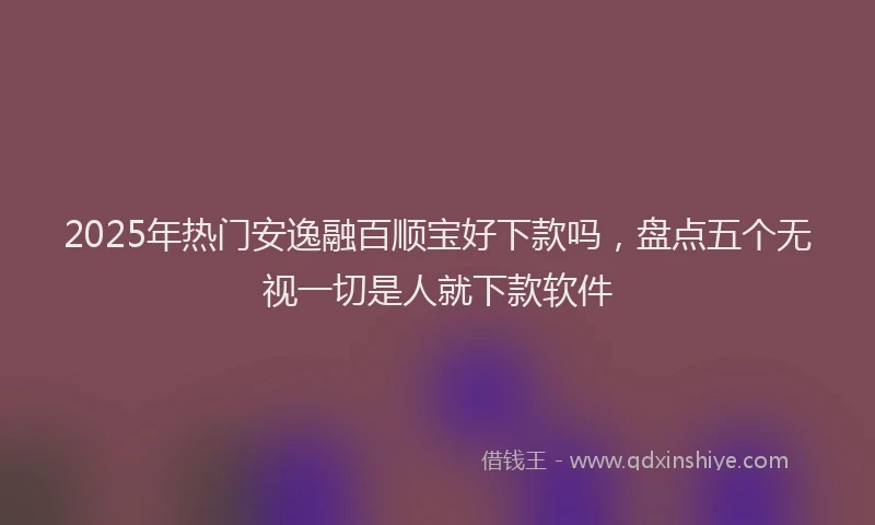2025年热门安逸融百顺宝好下款吗，盘点五个无视一切是人就下款软件