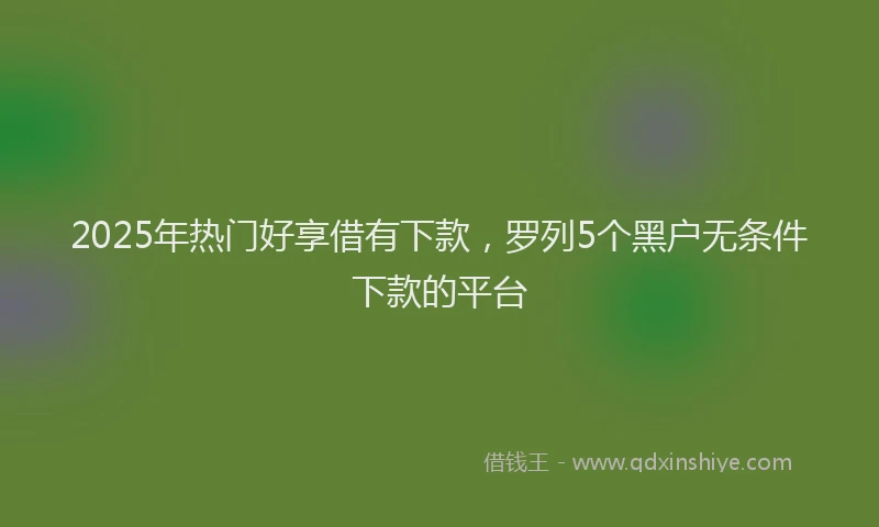 2025年热门好享借有下款，罗列5个黑户无条件下款的平台