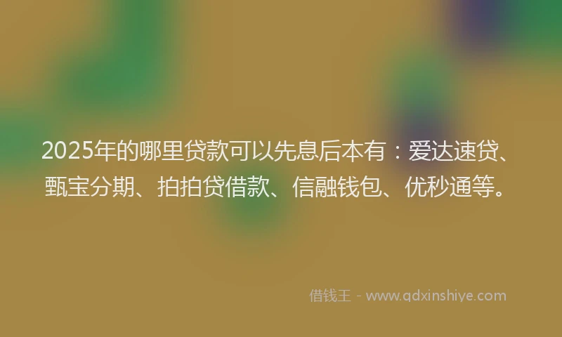 2025年的哪里贷款可以先息后本有：爱达速贷、甄宝分期、拍拍贷借款、信融钱包、优秒通等。