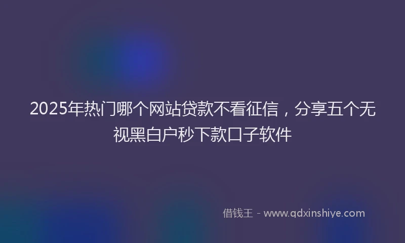 2025年热门哪个网站贷款不看征信，分享五个无视黑白户秒下款口子软件