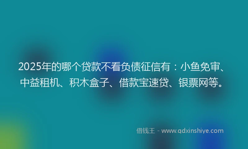 2025年的哪个贷款不看负债征信有：小鱼免审、中益租机、积木盒子、借款宝速贷、银票网等。