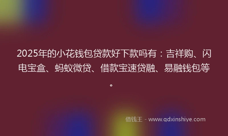 2025年的小花钱包贷款好下款吗有：吉祥购、闪电宝盒、蚂蚁微贷、借款宝速贷融、易融钱包等。