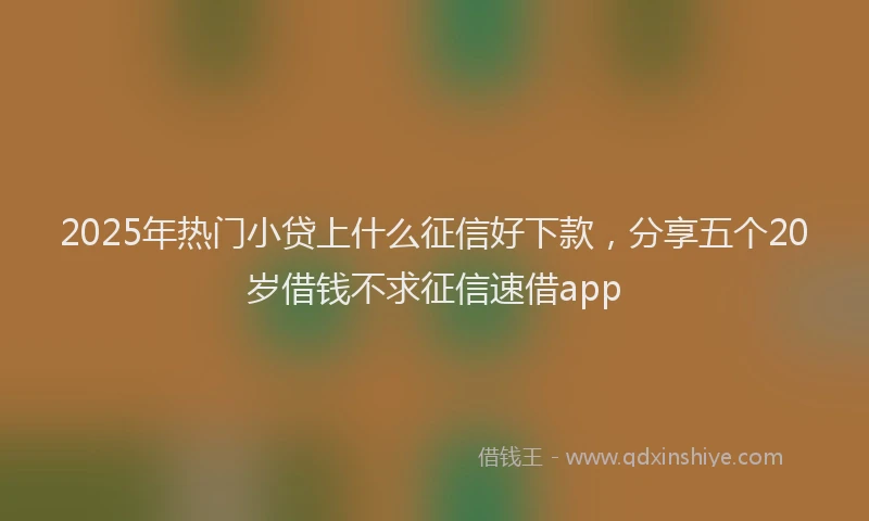 2025年热门小贷上什么征信好下款，分享五个20岁借钱不求征信速借app