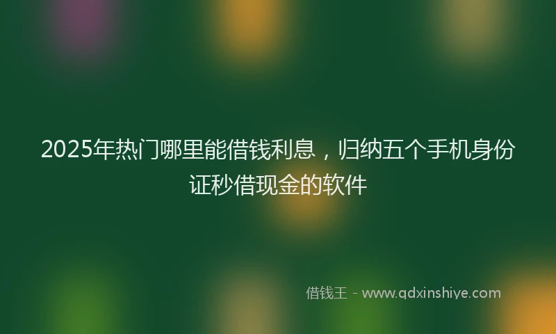 2025年热门哪里能借钱利息，归纳五个手机身份证秒借现金的软件