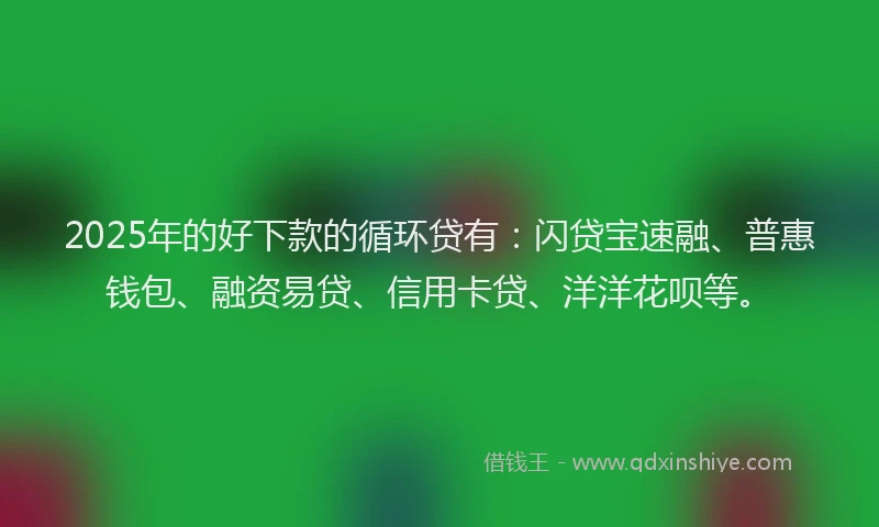 2025年的好下款的循环贷有：闪贷宝速融、普惠钱包、融资易贷、信用卡贷、洋洋花呗等。