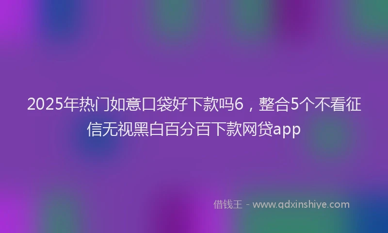 2025年热门如意口袋好下款吗6，整合5个不看征信无视黑白百分百下款网贷app