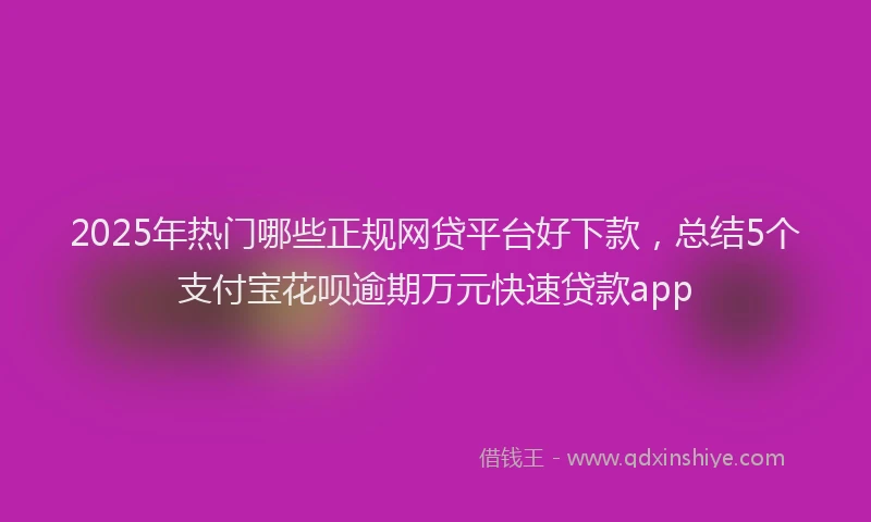 2025年热门哪些正规网贷平台好下款，总结5个支付宝花呗逾期万元快速贷款app