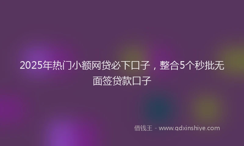 2025年热门小额网贷必下口子，整合5个秒批无面签贷款口子
