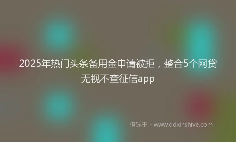 2025年热门头条备用金申请被拒，整合5个网贷无视不查征信app