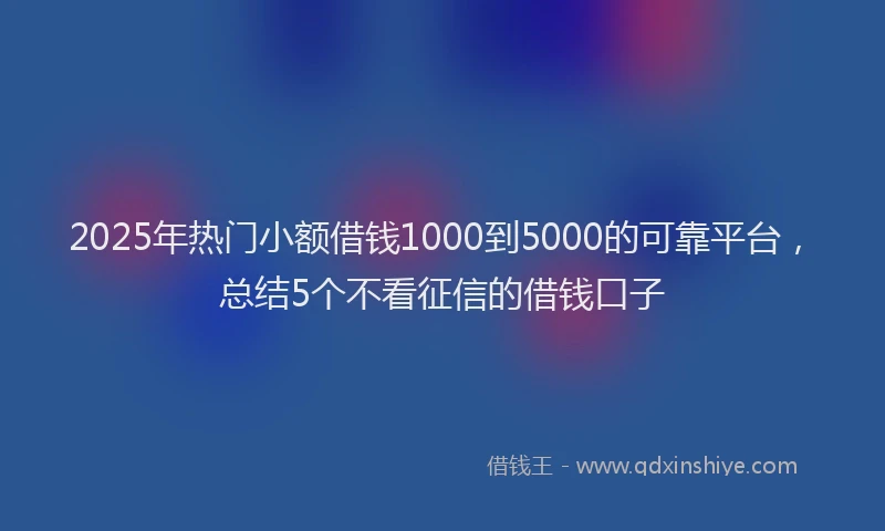 2025年热门小额借钱1000到5000的可靠平台，总结5个不看征信的借钱口子