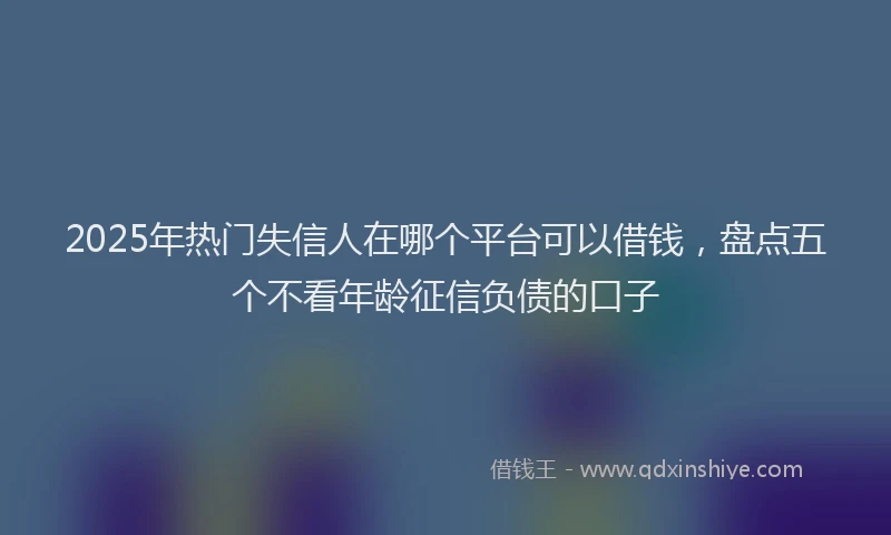 2025年热门失信人在哪个平台可以借钱，盘点五个不看年龄征信负债的口子
