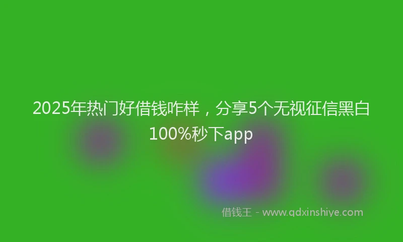 2025年热门好借钱咋样，分享5个无视征信黑白100%秒下app