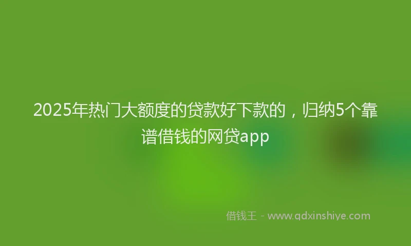 2025年热门大额度的贷款好下款的，归纳5个靠谱借钱的网贷app