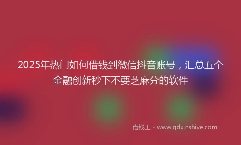 2025年热门如何借钱到微信抖音账号，汇总五个金融创新秒下不要芝麻分的软件