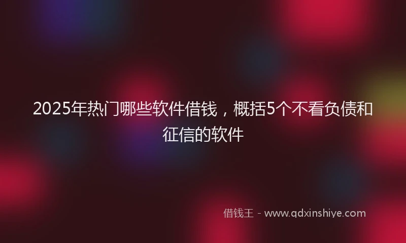 2025年热门哪些软件借钱，概括5个不看负债和征信的软件