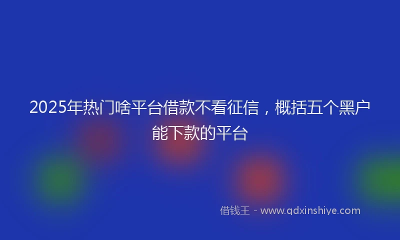 2025年热门啥平台借款不看征信，概括五个黑户能下款的平台