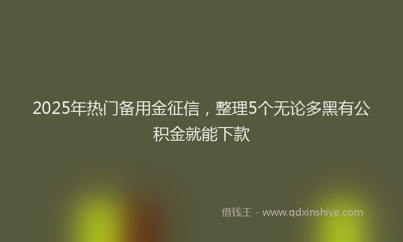 2025年热门备用金征信，整理5个无论多黑有公积金就能下款