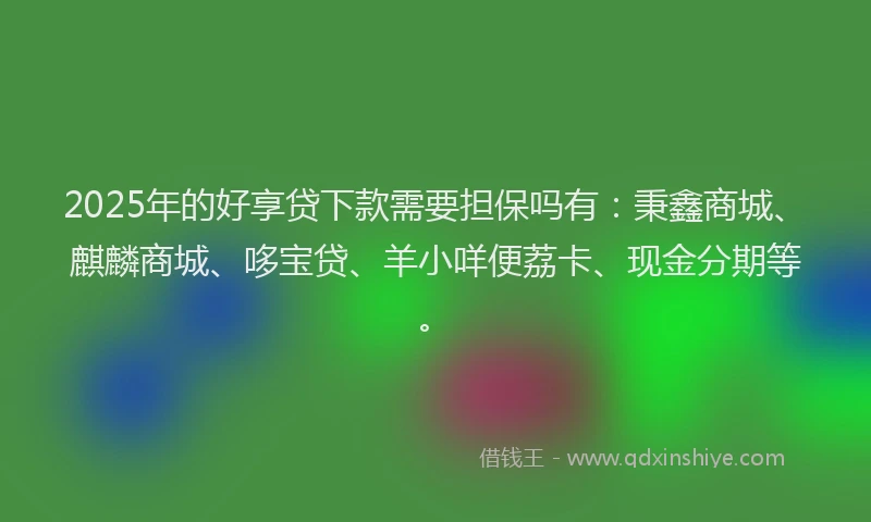2025年的好享贷下款需要担保吗有：秉鑫商城、麒麟商城、哆宝贷、羊小咩便荔卡、现金分期等。