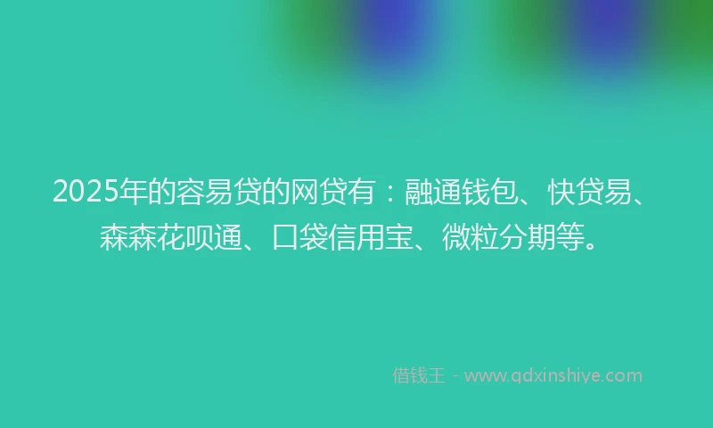 2025年的容易贷的网贷有：融通钱包、快贷易、森森花呗通、口袋信用宝、微粒分期等。