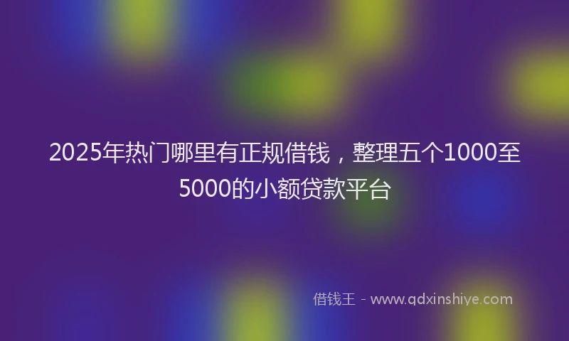 2025年热门哪里有正规借钱，整理五个1000至5000的小额贷款平台