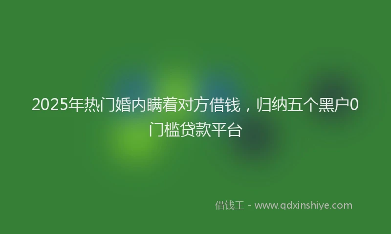 2025年热门婚内瞒着对方借钱，归纳五个黑户0门槛贷款平台