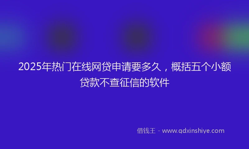 2025年热门在线网贷申请要多久，概括五个小额贷款不查征信的软件