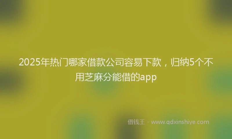 2025年热门哪家借款公司容易下款，归纳5个不用芝麻分能借的app