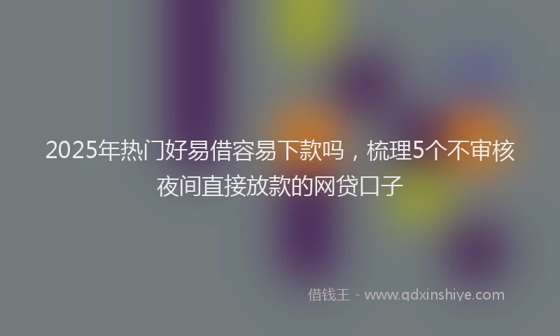 2025年热门好易借容易下款吗，梳理5个不审核夜间直接放款的网贷口子