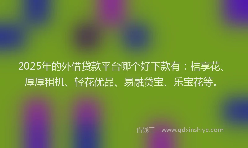 2025年的外借贷款平台哪个好下款有：桔享花、厚厚租机、轻花优品、易融贷宝、乐宝花等。