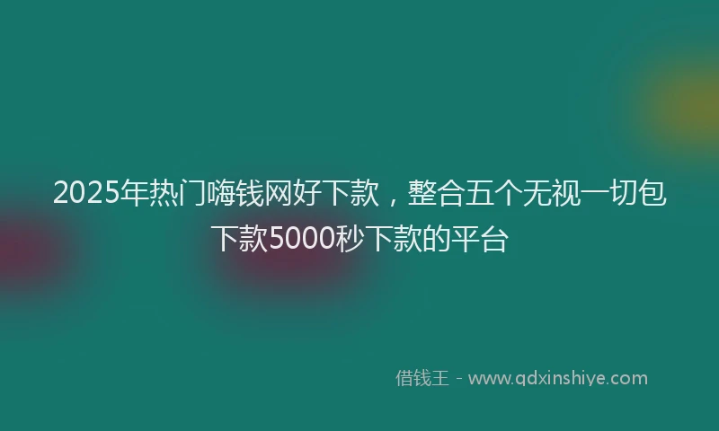 2025年热门嗨钱网好下款，整合五个无视一切包下款5000秒下款的平台