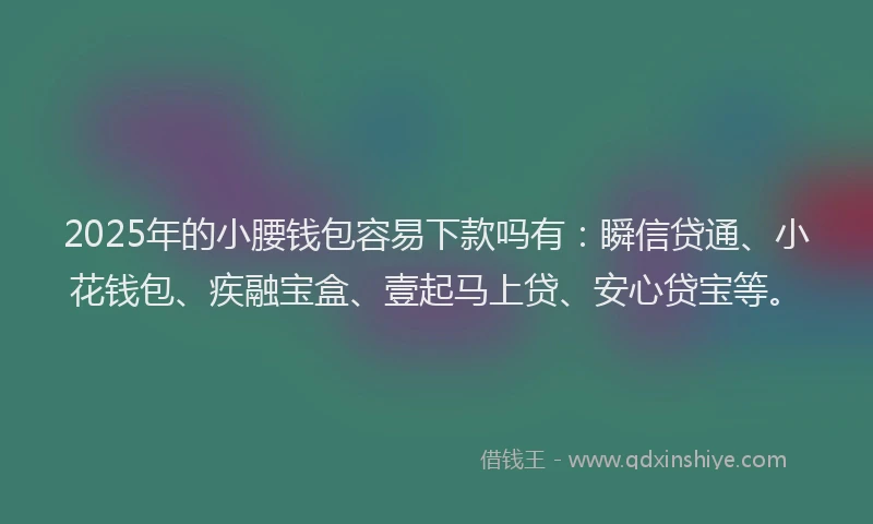 2025年的小腰钱包容易下款吗有：瞬信贷通、小花钱包、疾融宝盒、壹起马上贷、安心贷宝等。