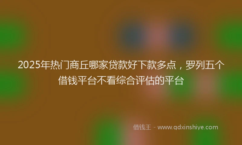 2025年热门商丘哪家贷款好下款多点，罗列五个借钱平台不看综合评估的平台