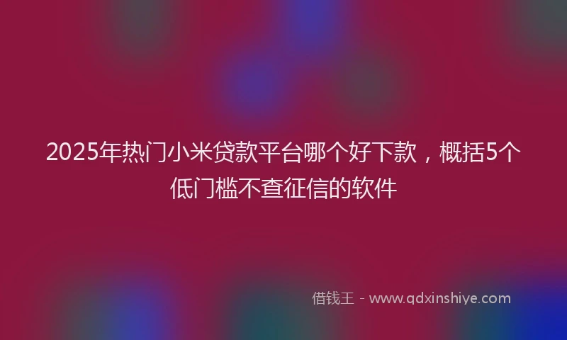 2025年热门小米贷款平台哪个好下款，概括5个低门槛不查征信的软件