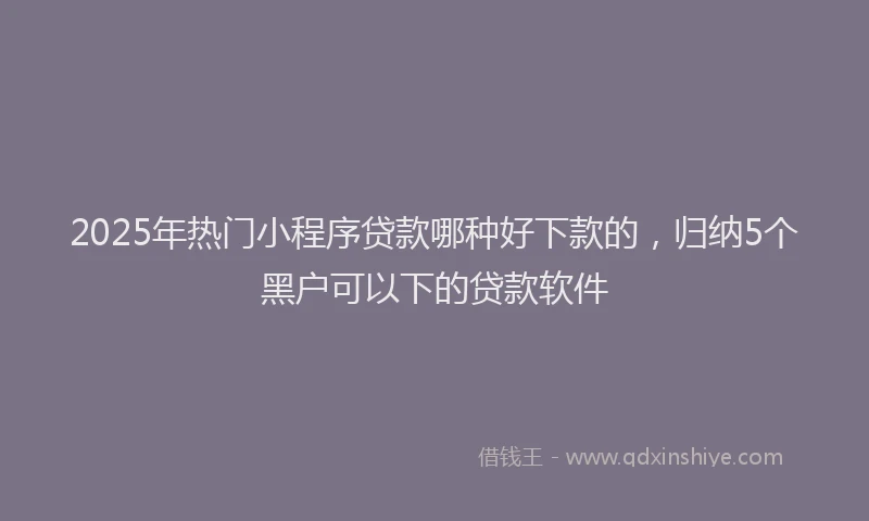 2025年热门小程序贷款哪种好下款的,归纳5个黑户可以下的贷款软件