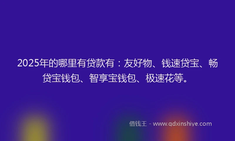 2025年的哪里有贷款有：友好物、钱速贷宝、畅贷宝钱包、智享宝钱包、极速花等。