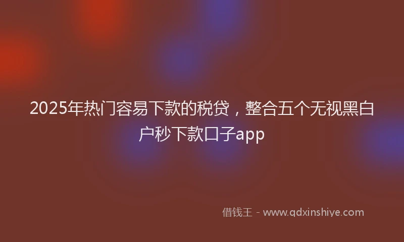 2025年热门容易下款的税贷，整合五个无视黑白户秒下款口子app