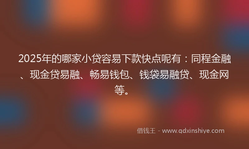 2025年的哪家小贷容易下款快点呢有：同程金融、现金贷易融、畅易钱包、钱袋易融贷、现金网等。