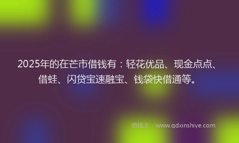 2025年的在芒市借钱有：轻花优品、现金点点、借蛙、闪贷宝速融宝、钱袋快借通等。