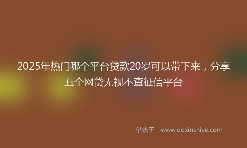 2025年热门哪个平台贷款20岁可以带下来，分享五个网贷无视不查征信平台