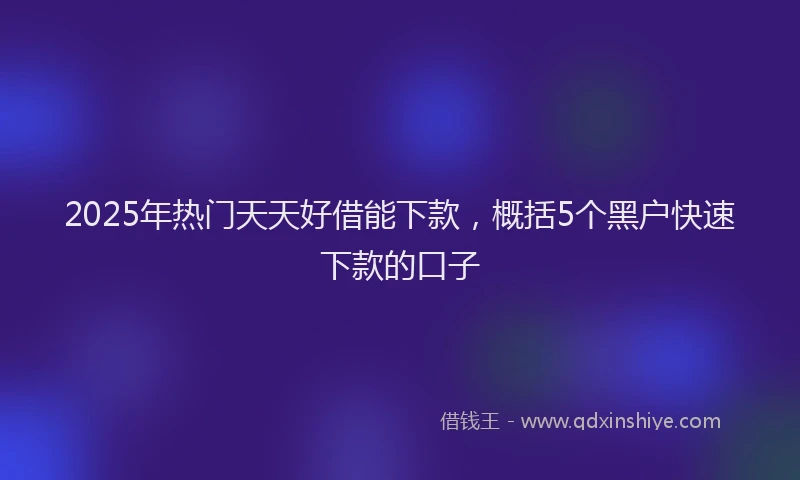 2025年热门天天好借能下款，概括5个黑户快速下款的口子