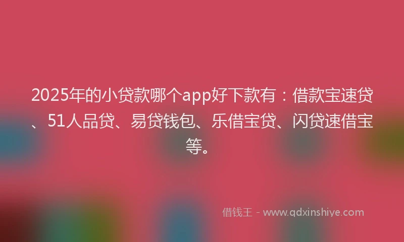 2025年的小贷款哪个app好下款有：借款宝速贷、51人品贷、易贷钱包、乐借宝贷、闪贷速借宝等。