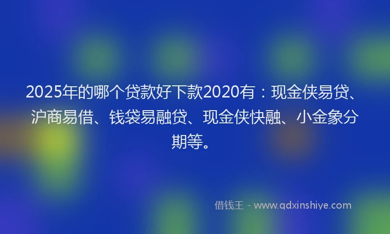 2025年的哪个贷款好下款2020有：现金侠易贷、沪商易借、钱袋易融贷、现金侠快融、小金象分期等。
