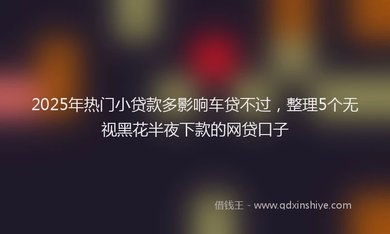 2025年热门小贷款多影响车贷不过，整理5个无视黑花半夜下款的网贷口子