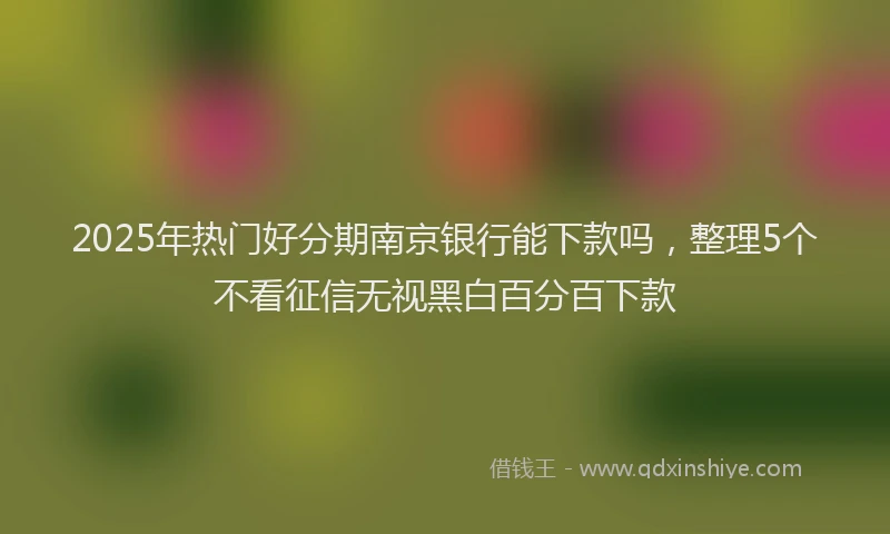 2025年热门好分期南京银行能下款吗，整理5个不看征信无视黑白百分百下款