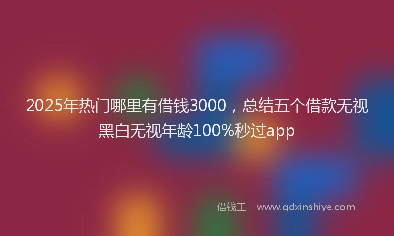 2025年热门哪里有借钱3000，总结五个借款无视黑白无视年龄100%秒过app