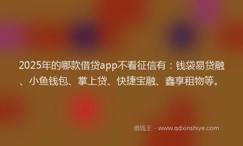 2025年的哪款借贷app不看征信有：钱袋易贷融、小鱼钱包、掌上贷、快捷宝融、鑫享租物等。