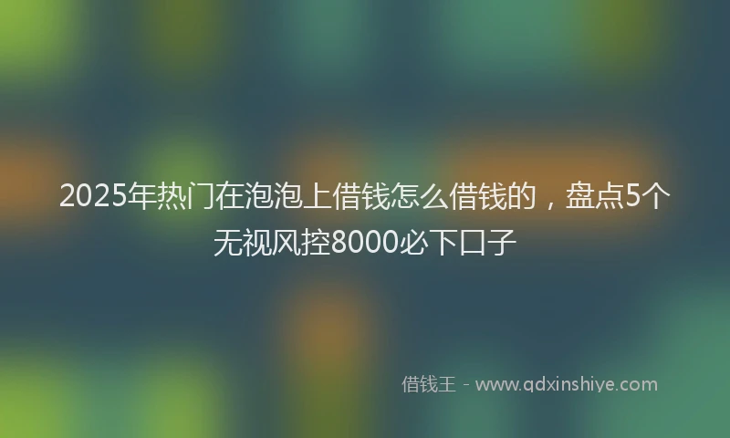 2025年热门在泡泡上借钱怎么借钱的，盘点5个无视风控8000必下口子