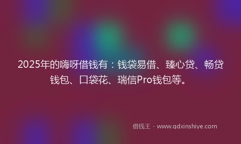 2025年的嗨呀借钱有：钱袋易借、臻心贷、畅贷钱包、口袋花、瑞信Pro钱包等。