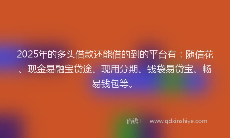 2025年的多头借款还能借的到的平台有：随信花、现金易融宝贷途、现用分期、钱袋易贷宝、畅易钱包等。