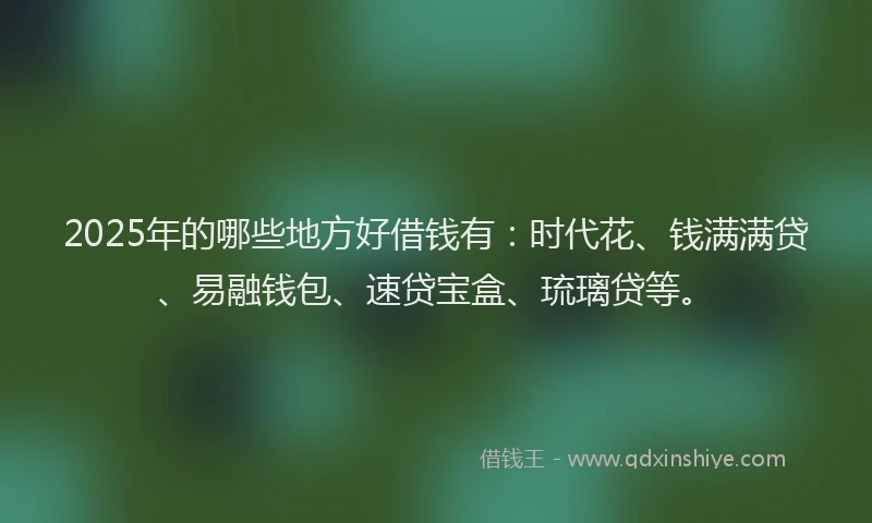 2025年的哪些地方好借钱有：时代花、钱满满贷、易融钱包、速贷宝盒、琉璃贷等。